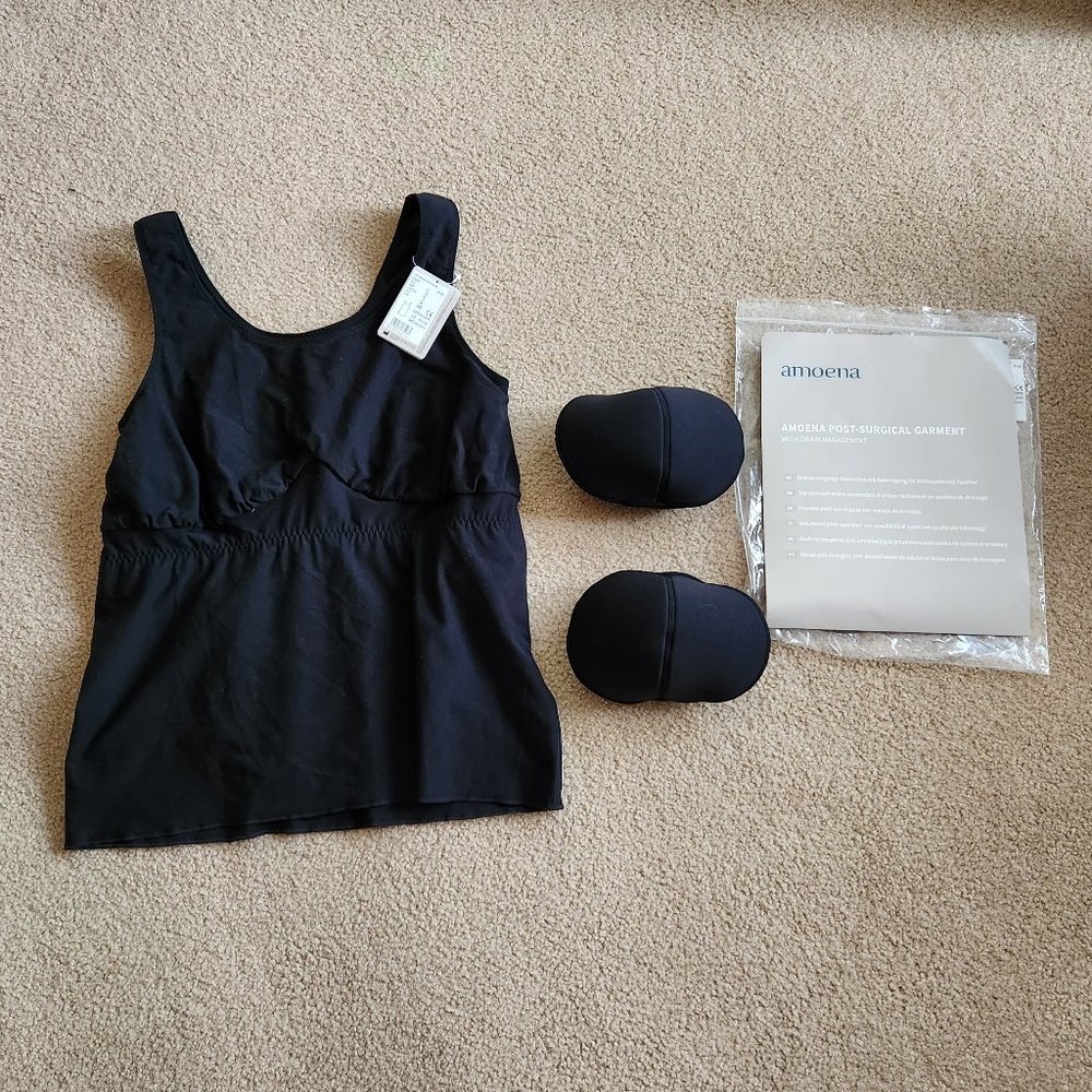 Amoena Michelle Post Surgery Camisole Bra – Black XL  NEW